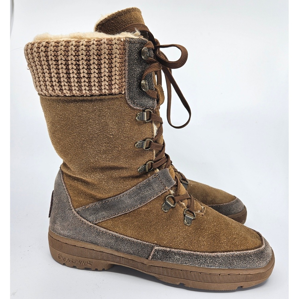 Bearpaw Women's Tama Suede Knit Cuff Winter Boots Hickory Size 8 Cabincore Lodge - Picture 8 of 12